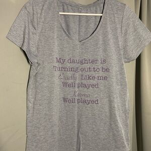 Gray Kids Shirt with Purple Text